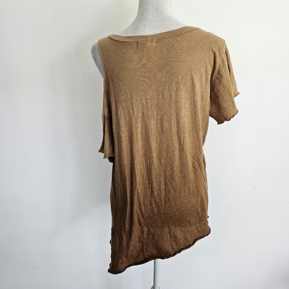 LNA Brown Ombre Asymmetrical Off Shoulder Tee - Picture 6 of 9